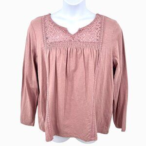 NWT ST. JOHN'S BAY LACE DETAIL BOHO PEASANT TOP - XL